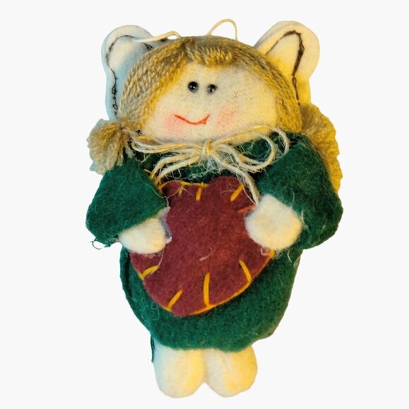 Handmade Felt Angel Christmas Ornament Holding Heart Love - Picture 1 of 3